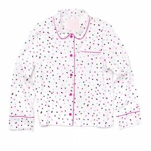 Bando White and Pink Party Dot Flannel Pajama Set